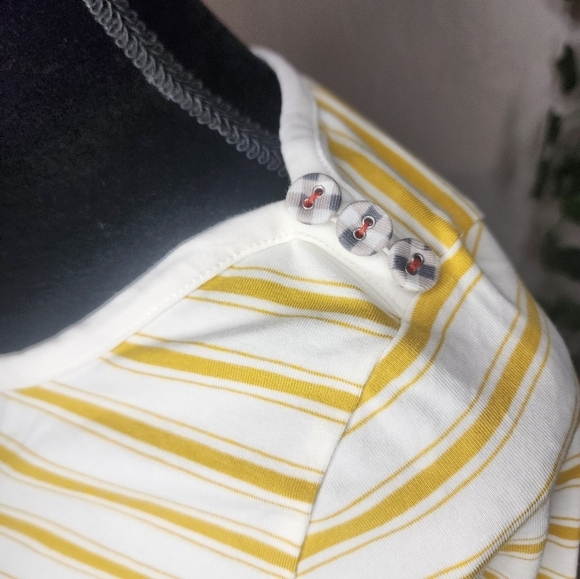 Matilda Jane Mustard Stripe Button Accent Top Size XS - Picture 4 of 13